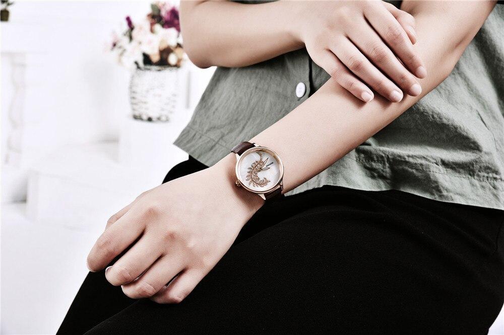Montre à Quartz Ronde Élégante pour Femme avec Bracelet en Maille en Acier Inoxydable