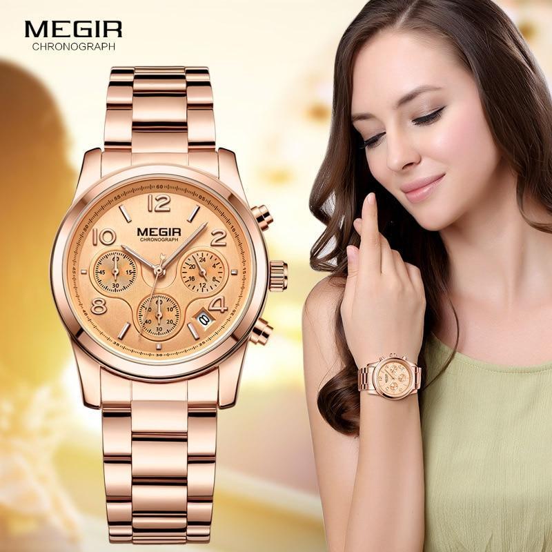 Montre Quartz Multifonctionnelle de Luxe pour Femmes - Étanche et Élégante
