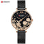 Montre élégante pour femmes étanche avec design de fleurs en découpage