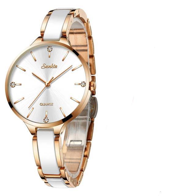 Montre-bracelet moderne étanche pour femmes avec bracelet en céramique