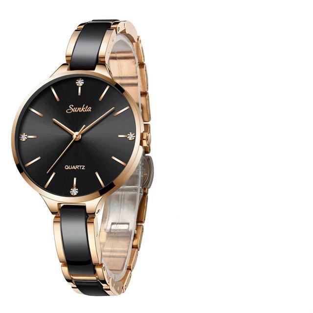 Montre-bracelet moderne étanche pour femmes avec bracelet en céramique