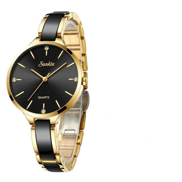 Montre-bracelet moderne étanche pour femmes avec bracelet en céramique