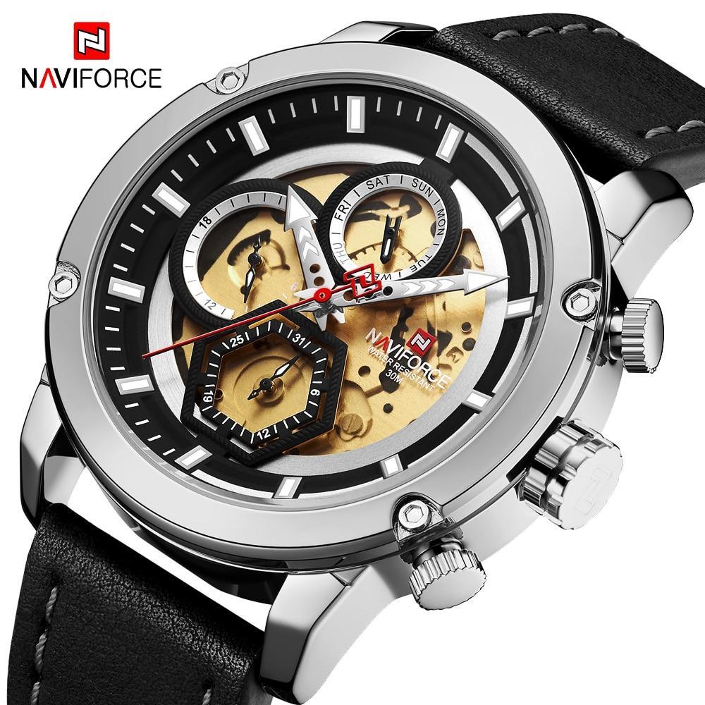 Men's Waterproof Analog Quartz Watch with Leather Band