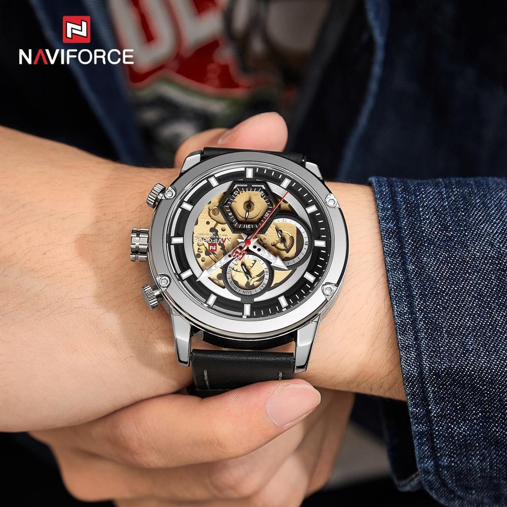 Men's Waterproof Analog Quartz Watch with Leather Band