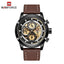 Men's Waterproof Analog Quartz Watch with Leather Band