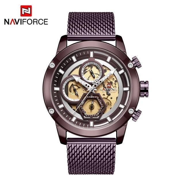 Men's Waterproof Analog Quartz Watch with Leather Band