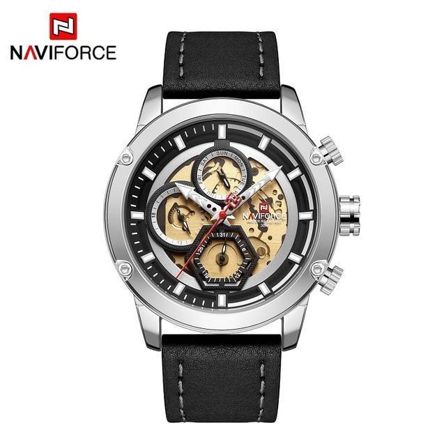 Men's Waterproof Analog Quartz Watch with Leather Band