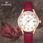Montre élégante en cuir pour femme avec boîtier en métal