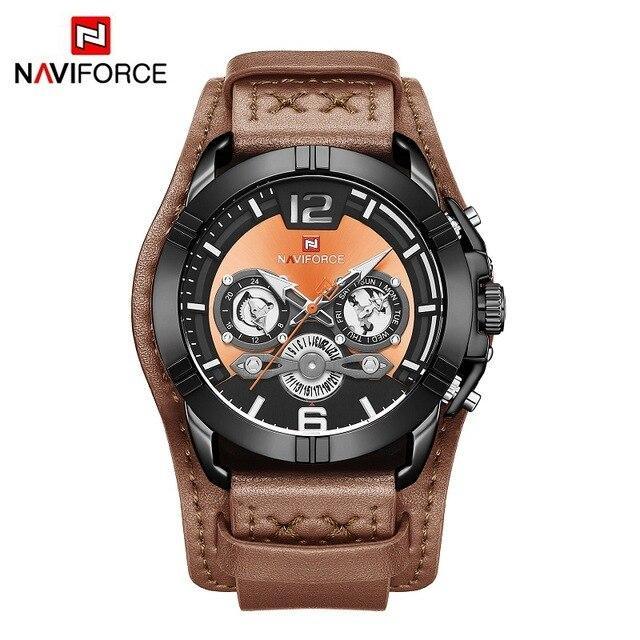 Reloj de cuero impermeable para hombres con cronómetros