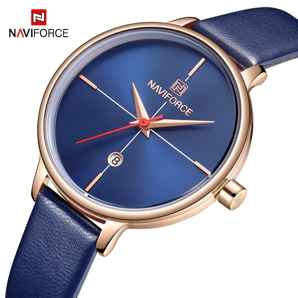 Montre de Luxe pour Femme avec Bracelet en Cuir et Boîtier en Acier