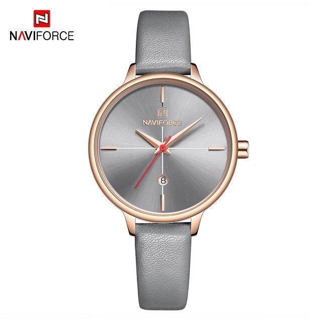Montre de Luxe pour Femme avec Bracelet en Cuir et Boîtier en Acier