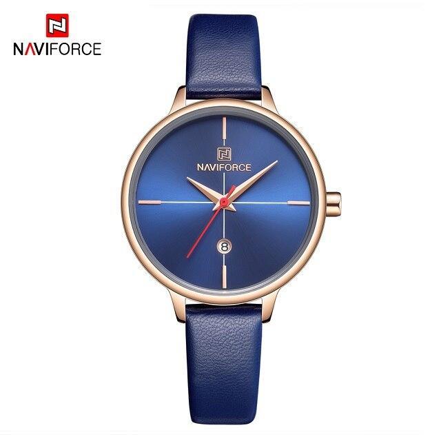 Montre de Luxe pour Femme avec Bracelet en Cuir et Boîtier en Acier