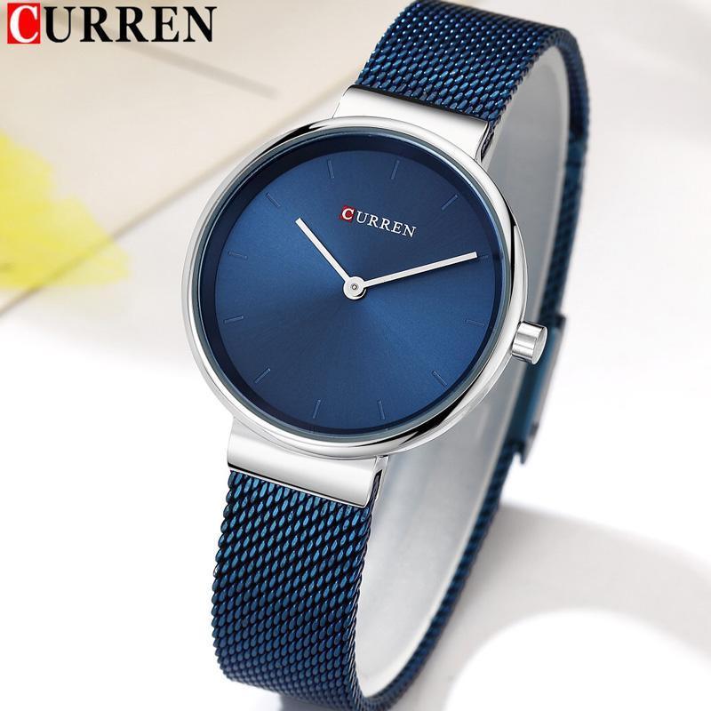 Montre en acier inoxydable décontractée pour femmes avec bracelet en tricot