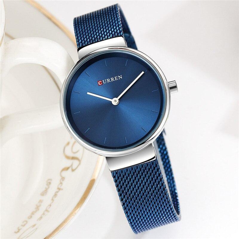 Montre en acier inoxydable décontractée pour femmes avec bracelet en tricot