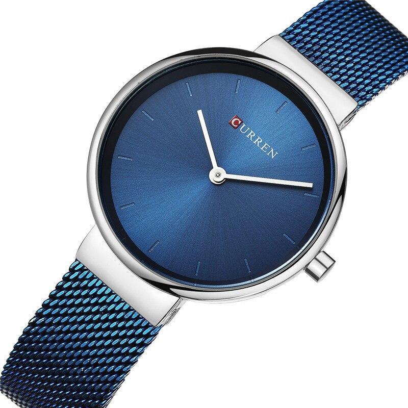 Montre en acier inoxydable décontractée pour femmes avec bracelet en tricot