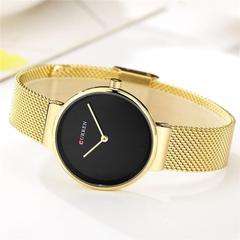 Montre en acier inoxydable décontractée pour femmes avec bracelet en tricot
