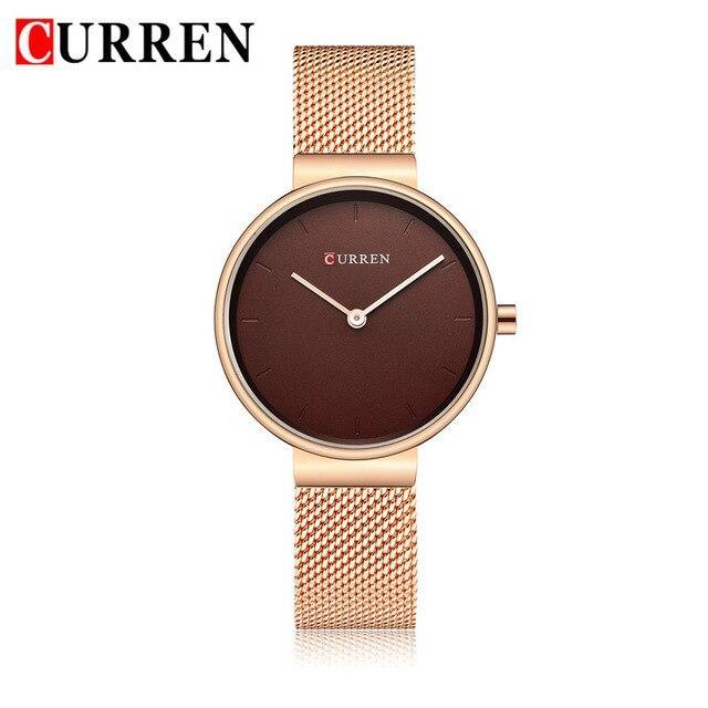 Montre en acier inoxydable décontractée pour femmes avec bracelet en tricot