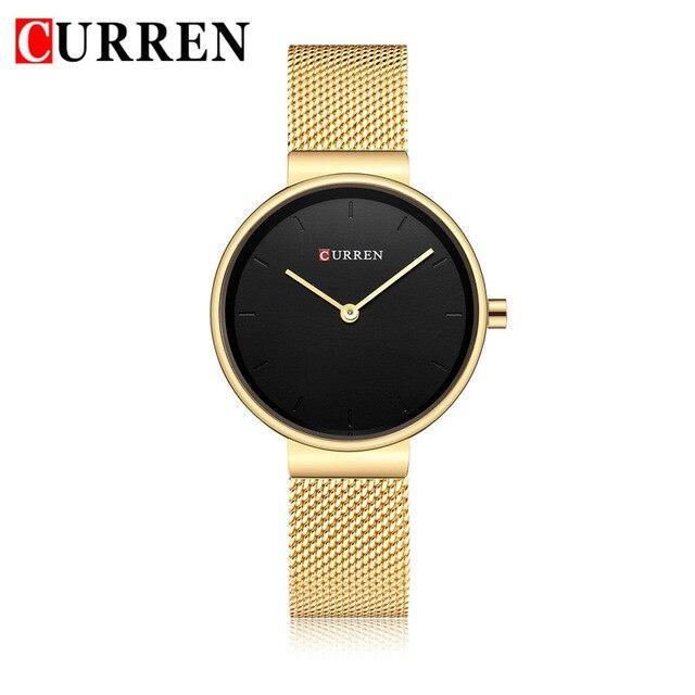 Montre en acier inoxydable décontractée pour femmes avec bracelet en tricot