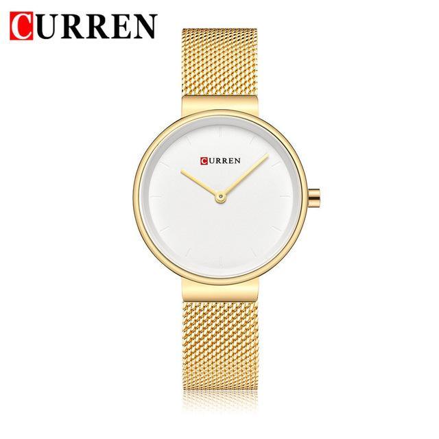 Montre en acier inoxydable décontractée pour femmes avec bracelet en tricot
