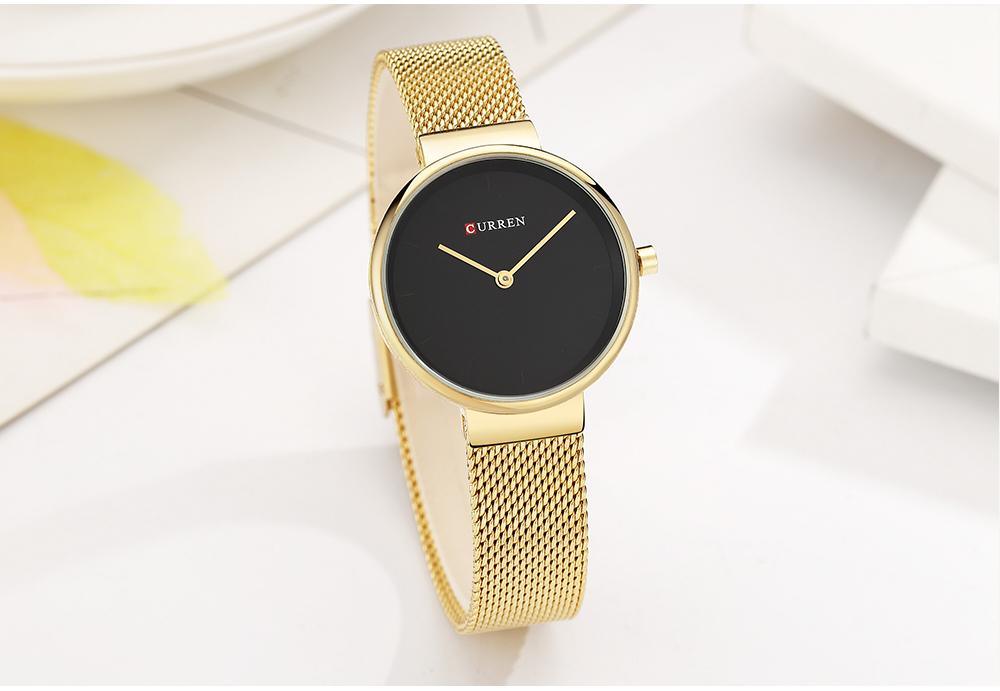 Montre en acier inoxydable décontractée pour femmes avec bracelet en tricot
