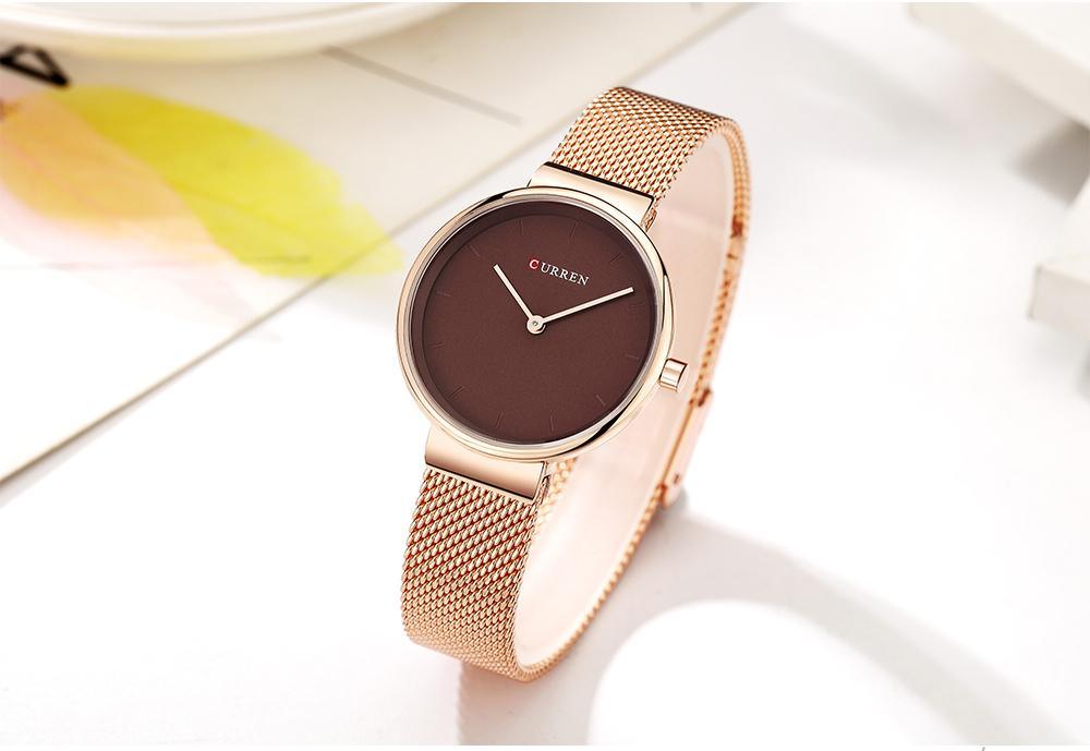 Montre en acier inoxydable décontractée pour femmes avec bracelet en tricot