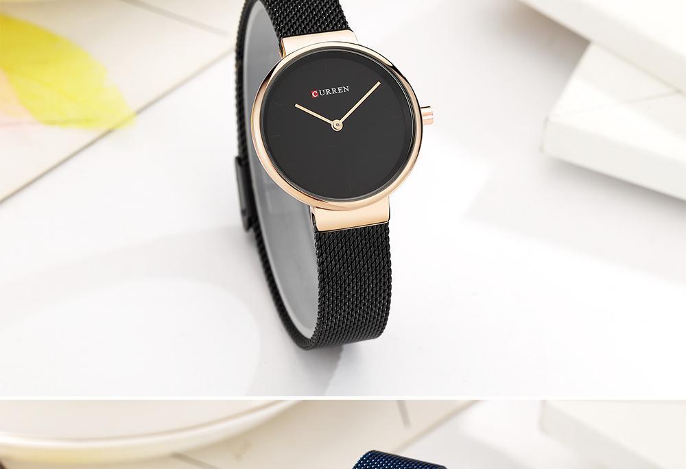 Montre en acier inoxydable décontractée pour femmes avec bracelet en tricot