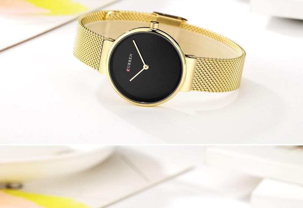 Montre en acier inoxydable décontractée pour femmes avec bracelet en tricot