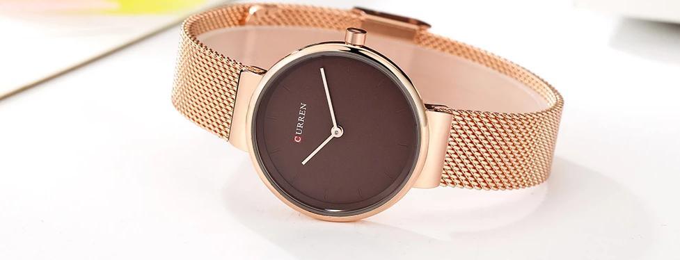 Montre en acier inoxydable décontractée pour femmes avec bracelet en tricot