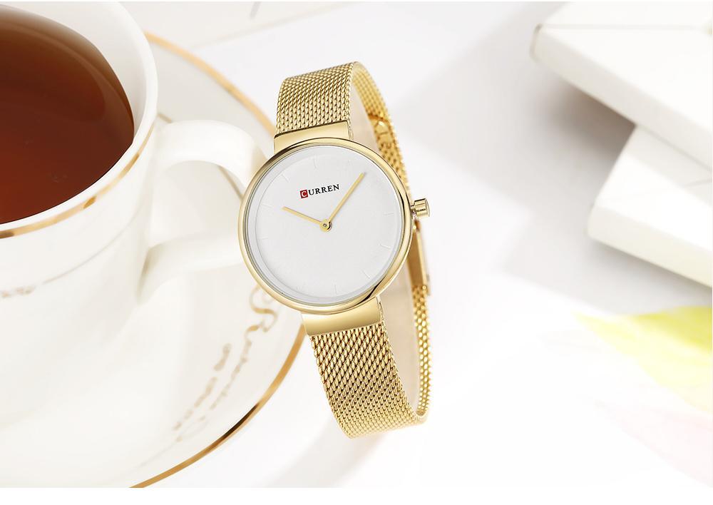 Montre en acier inoxydable décontractée pour femmes avec bracelet en tricot