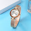 Montre analogique élégante en or rose pour femme avec bracelet en acier inoxydable