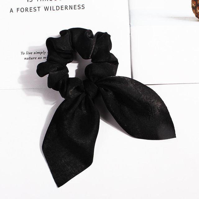 Scrunchie de Pelo con Lazo de Orejas de Conejo de Satén Elegante