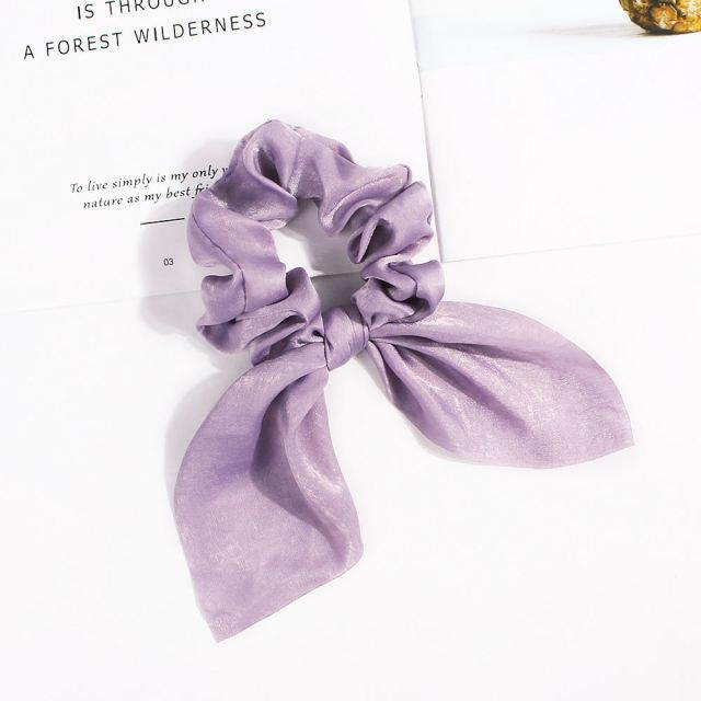 Scrunchie de Pelo con Lazo de Orejas de Conejo de Satén Elegante