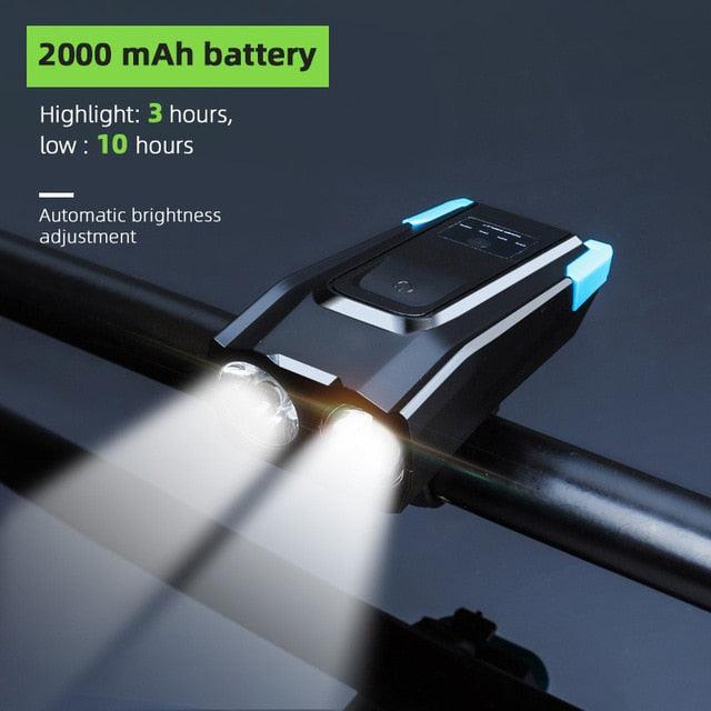 Ultra-Bright 800 Lumen Bicycle Light Set with Rechargeable Battery and Horn - Korvel