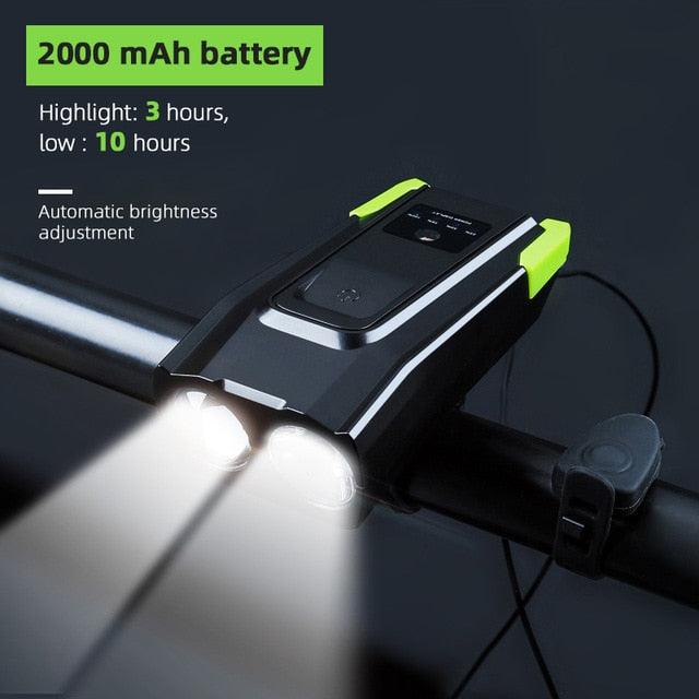 Ultra-Bright 800 Lumen Bicycle Light Set with Rechargeable Battery and Horn - Korvel