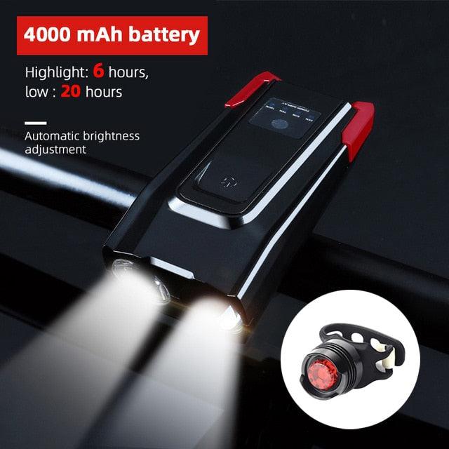 Ultra-Bright 800 Lumen Bicycle Light Set with Rechargeable Battery and Horn - Korvel