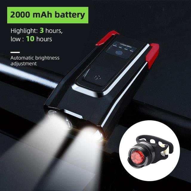 Ultra-Bright 800 Lumen Bicycle Light Set with Rechargeable Battery and Horn - Korvel