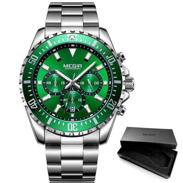 Reloj de Cuarzo Multifuncional para Hombre - Diseño Moderno de Acero Inoxidable