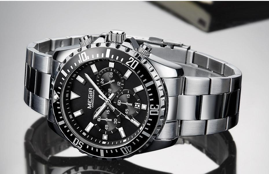 Reloj de Cuarzo Multifuncional para Hombre - Diseño Moderno de Acero Inoxidable