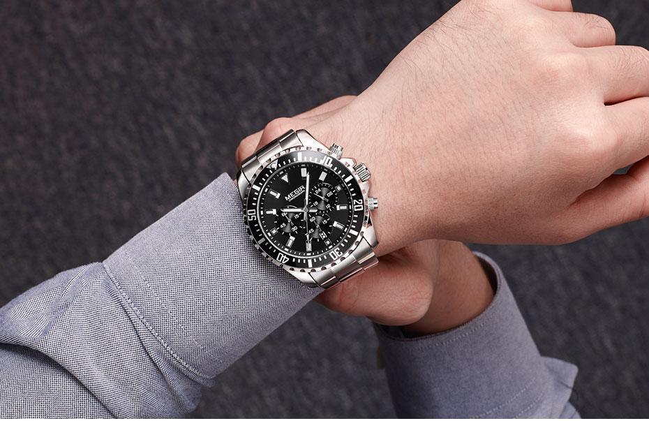 Reloj de Cuarzo Multifuncional para Hombre - Diseño Moderno de Acero Inoxidable