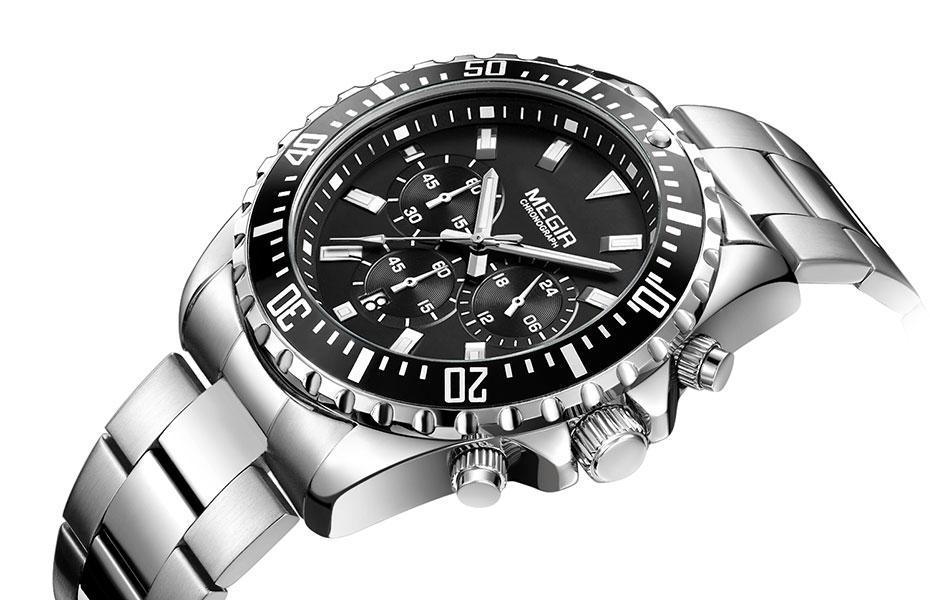 Reloj de Cuarzo Multifuncional para Hombre - Diseño Moderno de Acero Inoxidable