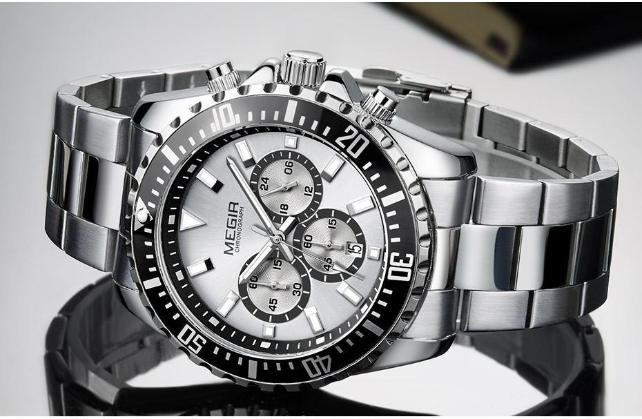 Reloj de Cuarzo Multifuncional para Hombre - Diseño Moderno de Acero Inoxidable