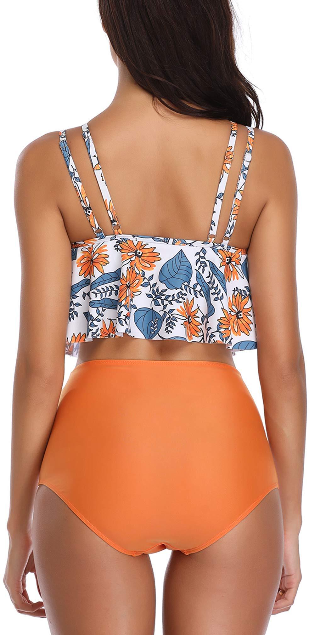 Conjunto de Bikini con Volantes de Cintura Alta para Tallas Grandes para Mujeres