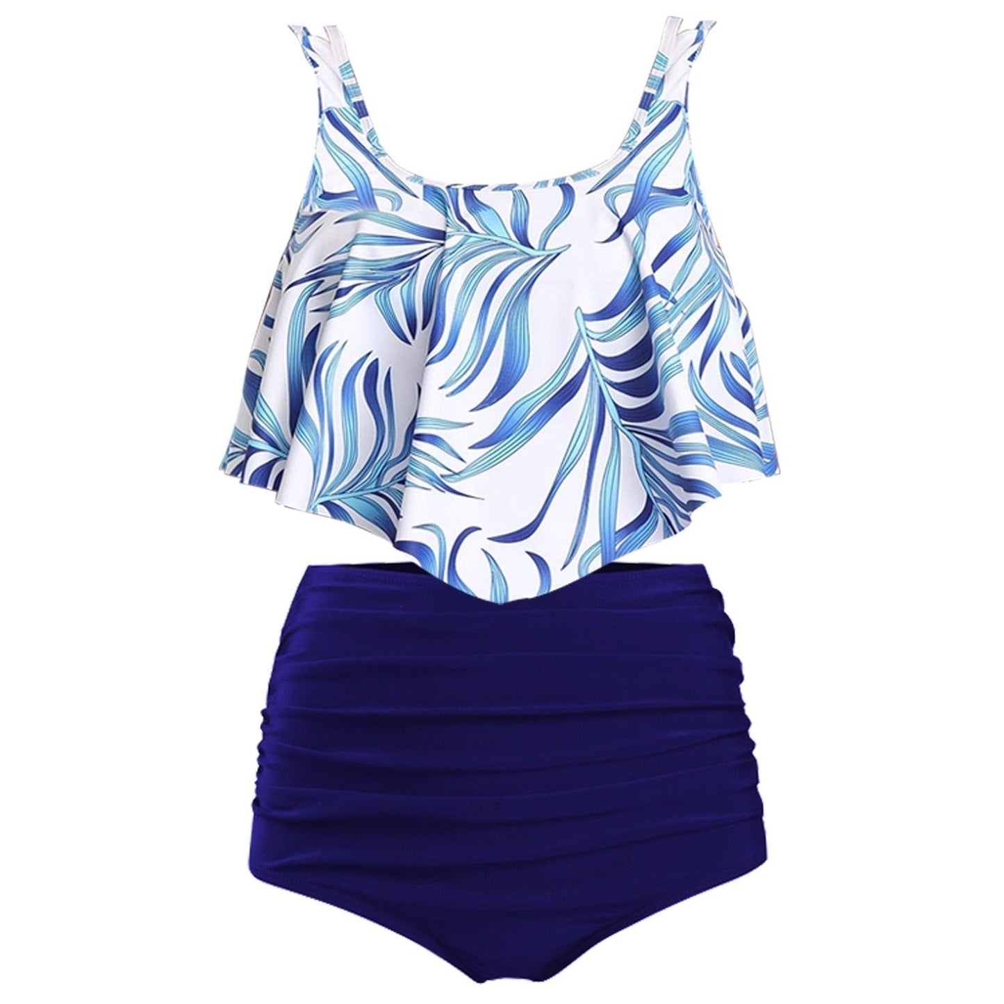 Conjunto de Bikini con Volantes de Cintura Alta para Tallas Grandes para Mujeres