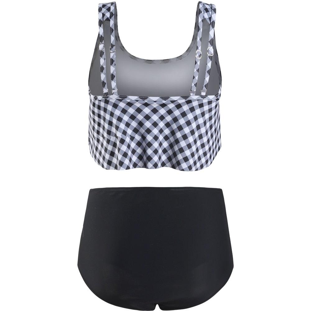 Conjunto de Bikini con Volantes de Cintura Alta para Tallas Grandes para Mujeres