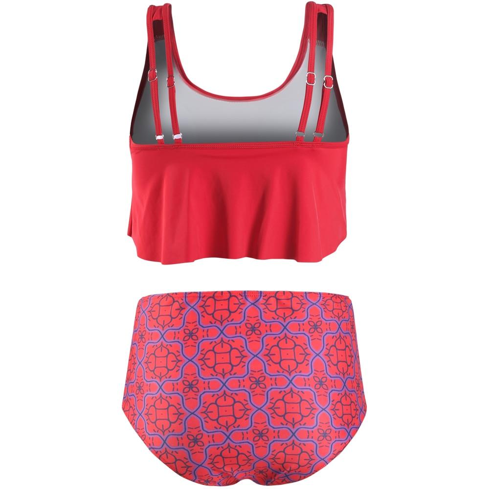 Conjunto de Bikini con Volantes de Cintura Alta para Tallas Grandes para Mujeres