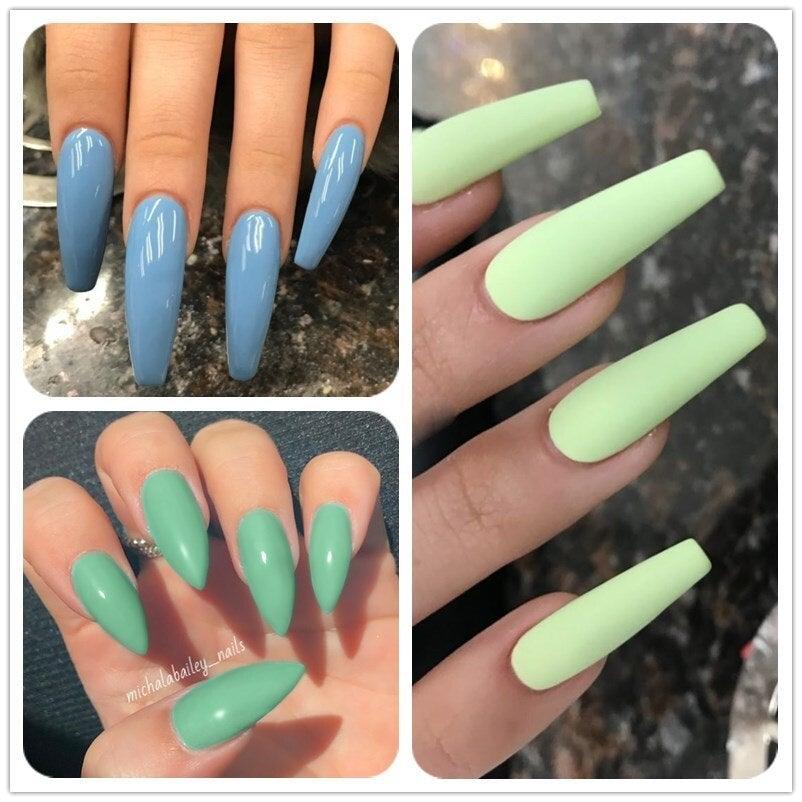 Vernis à ongles en gel vert printanier moderne - Qualité premium