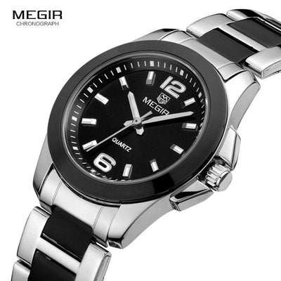 Elegant Black Silver Women's Quartz Watch - Waterproof Design