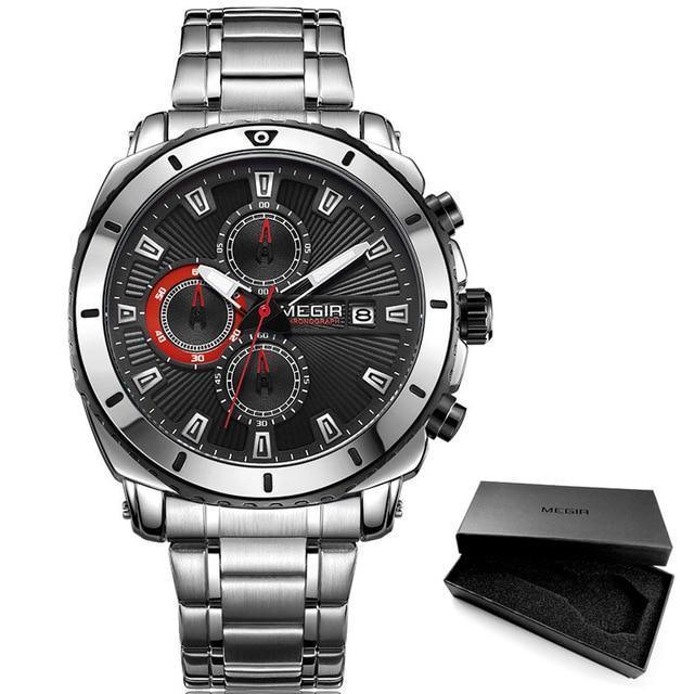 Reloj de Cuarzo de Negocios de Lujo para Hombre - Elegante Cronógrafo de Acero Inoxidable