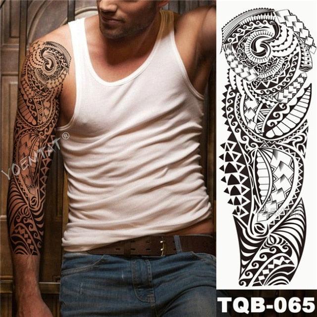 Manchette de Tatouage Temporaire Colorée de Luxe - Design Tigre et Renard