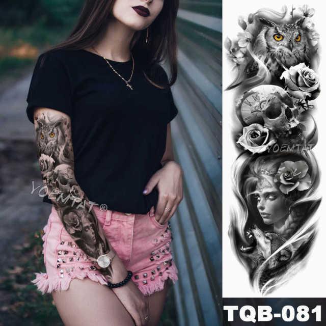 Manchette de Tatouage Temporaire Colorée de Luxe - Design Tigre et Renard